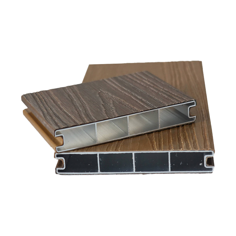SRL-AL 138*23 mm feuerbeständiger, wasserdichter WPC-Terrassendielenboden mit koextrudiertem Aluminium